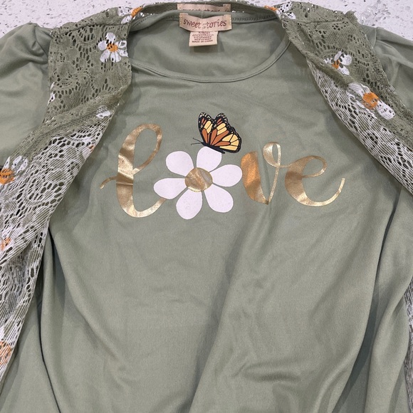 Girls Floral Lace Vest and T-Shirt Set size small - Picture 6 of 7